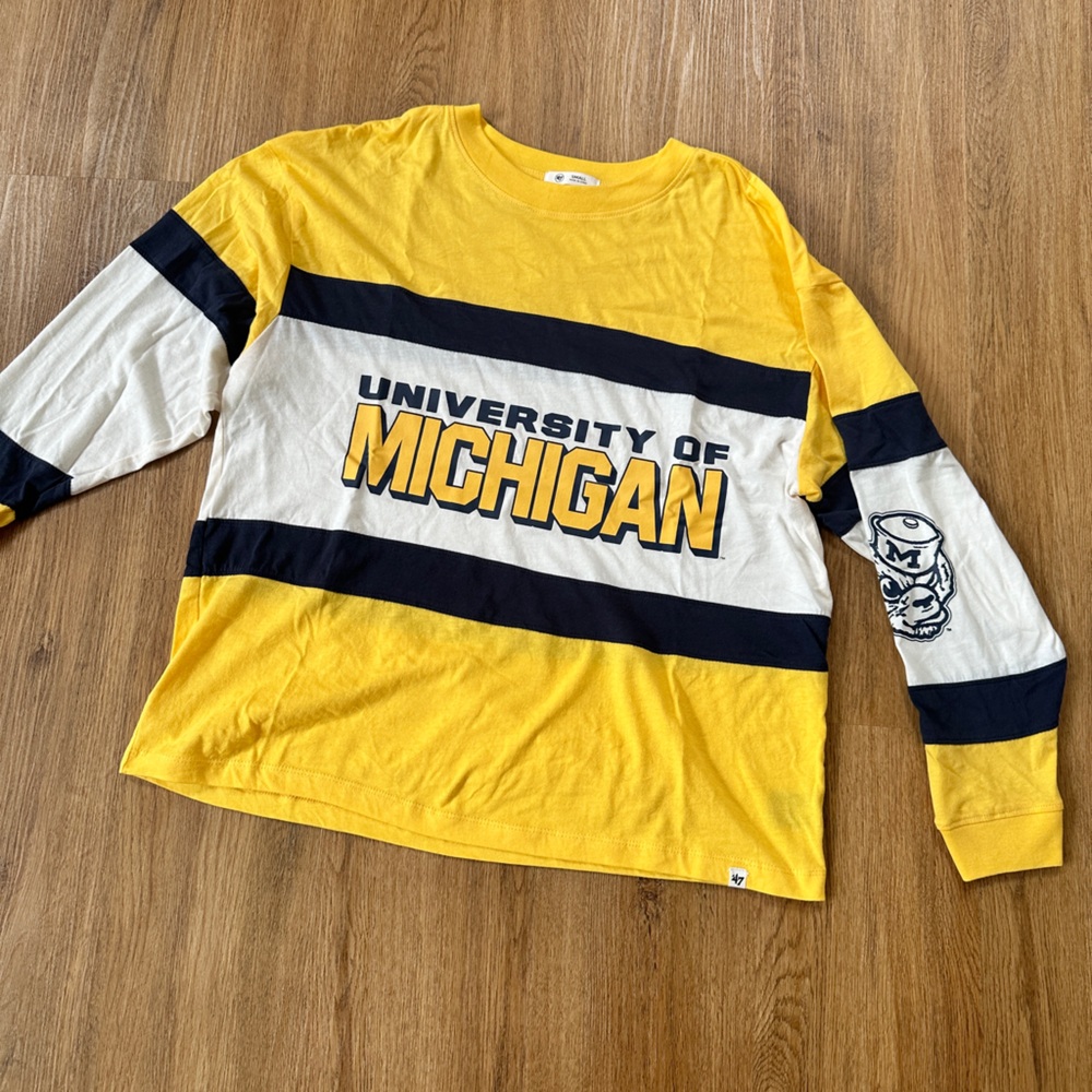 Like New University of Michigan Retro Yellow Long Sleeve Tee Shirt